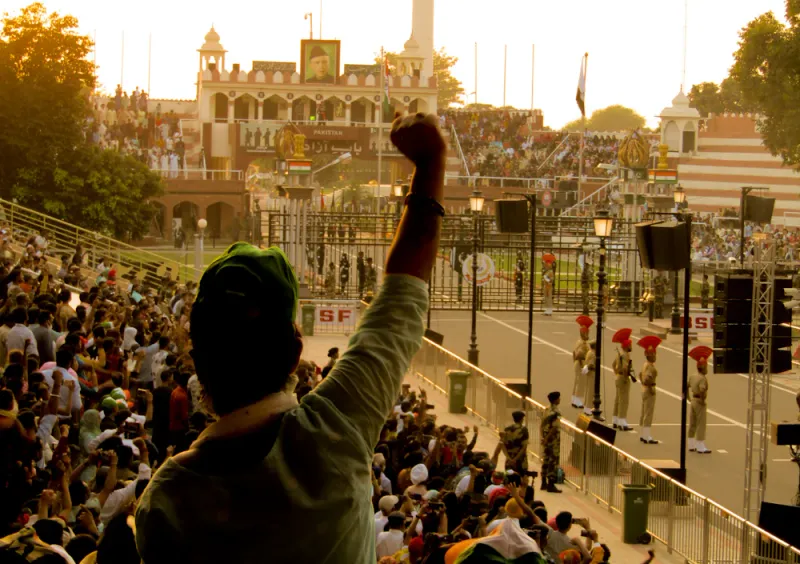 Sunset at the Wagah border, Amritsar, Punjab