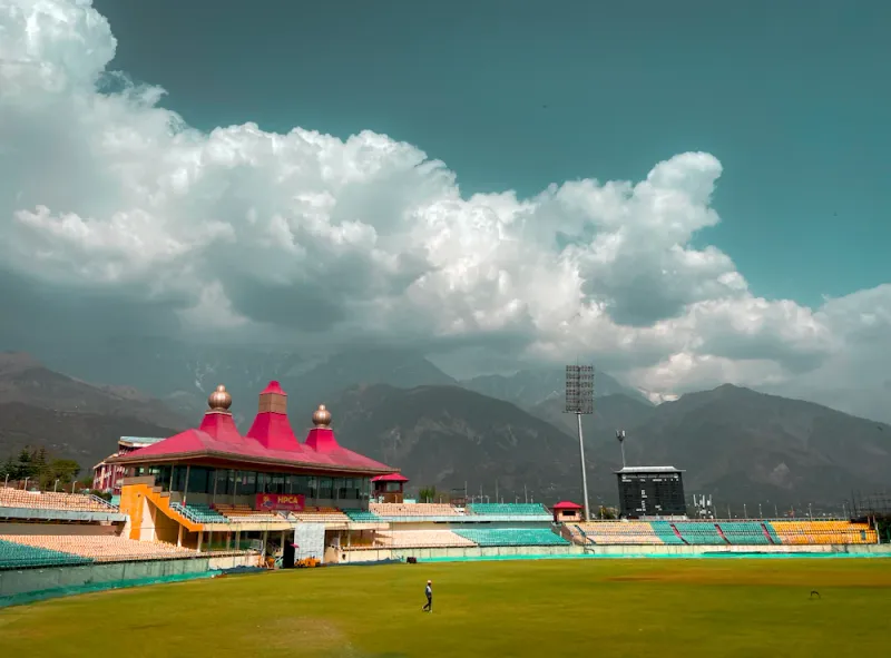 The HPCA cricket stadium, Dharamshala, Himachal Pradesh