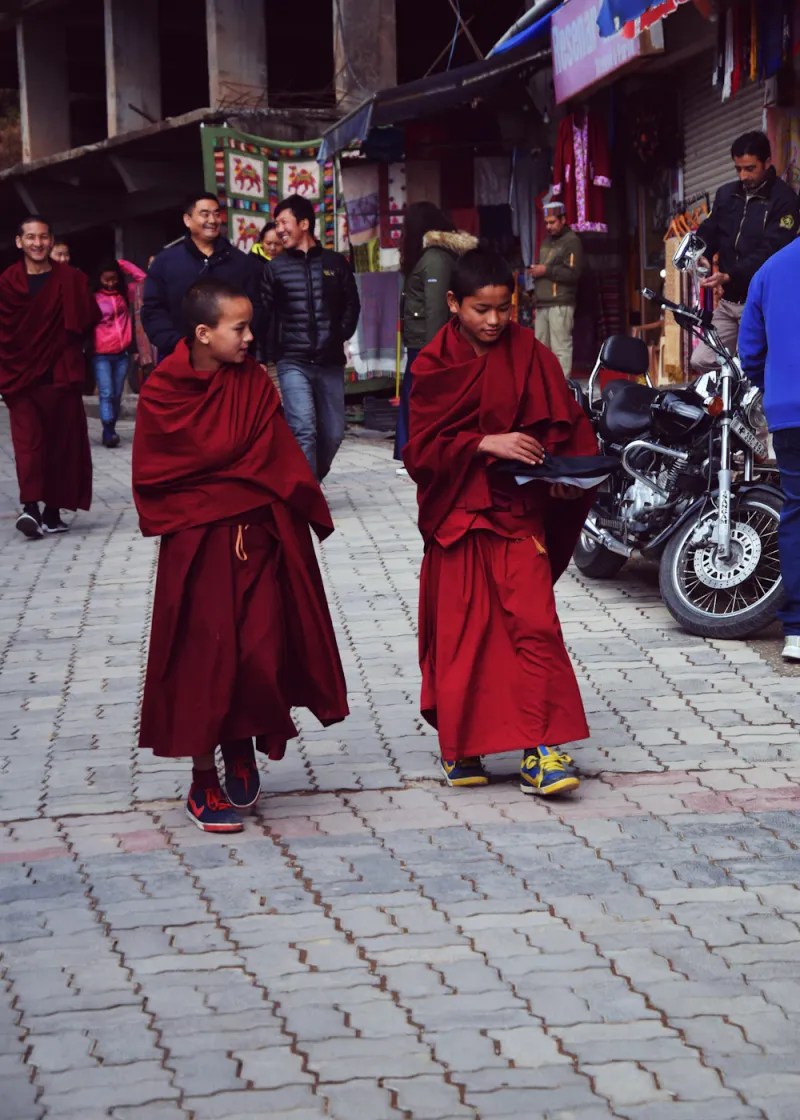 Young monks in the bazaar, Dharamshala, Himachal Pradesh