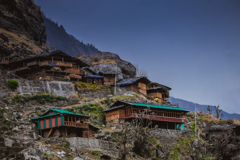 Old wooden village houses, Jibhi, Himachal Pradesh