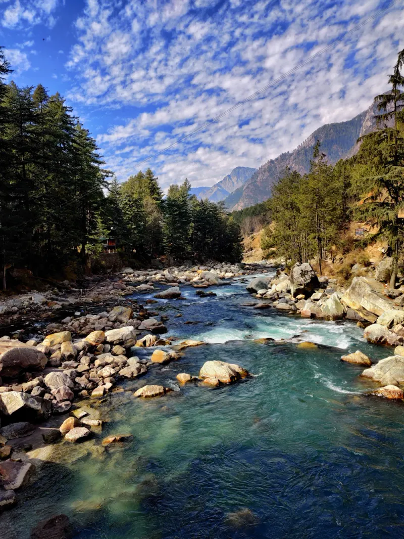 The turquoise Parvati river, Kasol, Himachal Pradesh