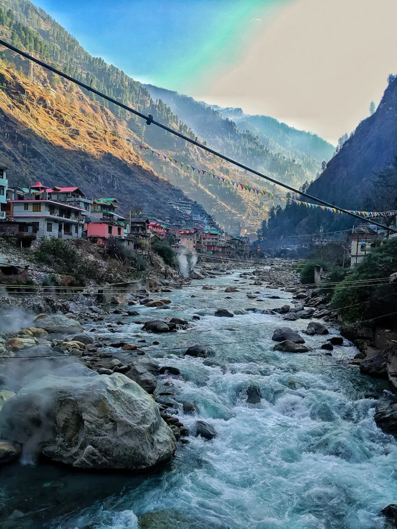 Prayer flags over the Parvati, Kasol, Himachal Pradesh